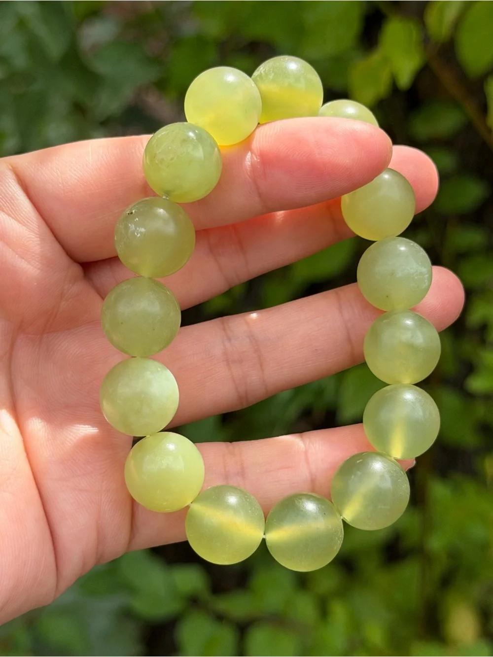 14mm stretchable olive green xiuyu jade bracelet 1731